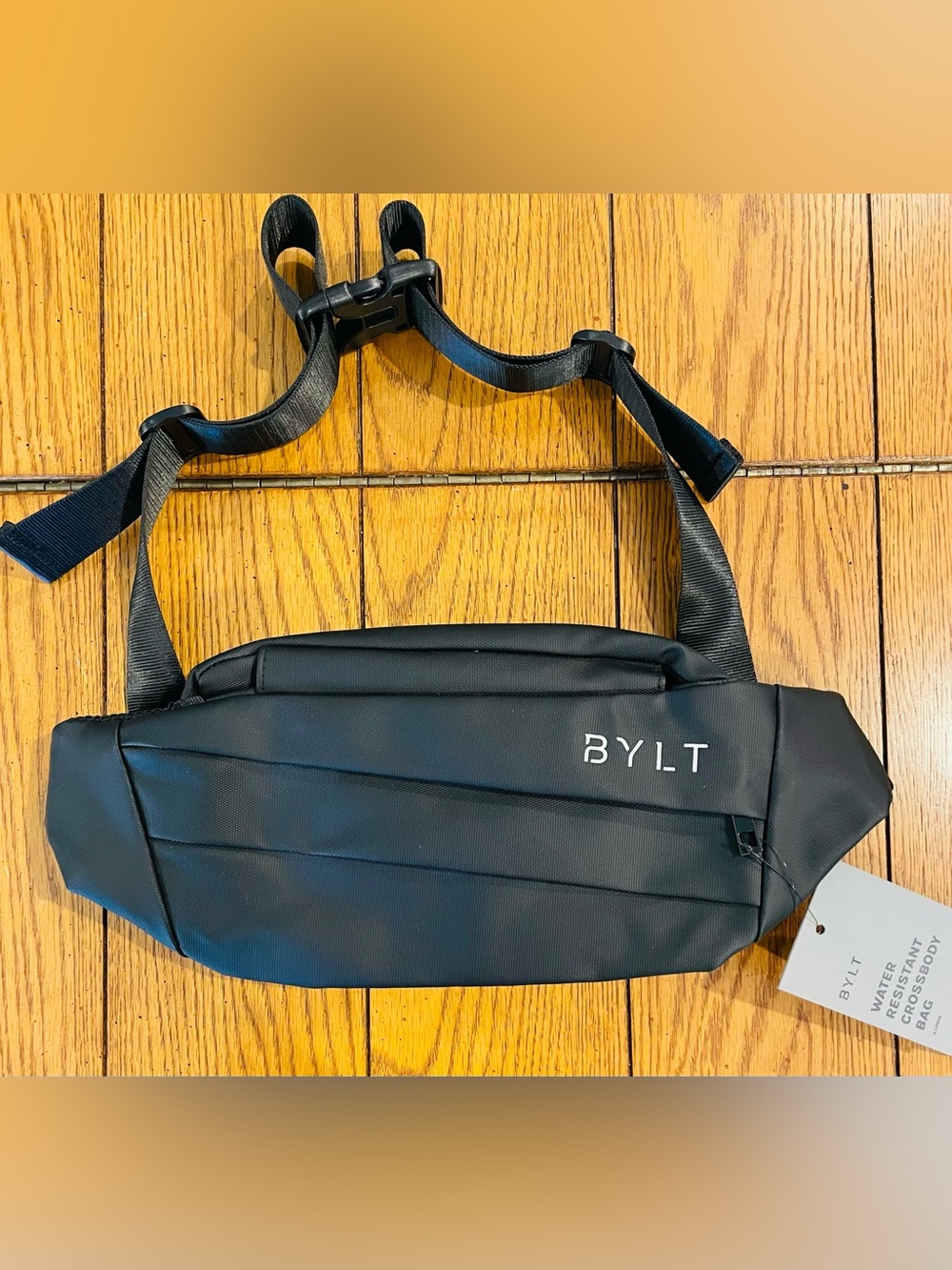 NWT BYLT Water Resistant Crossbody Bag, black, adjustable strap